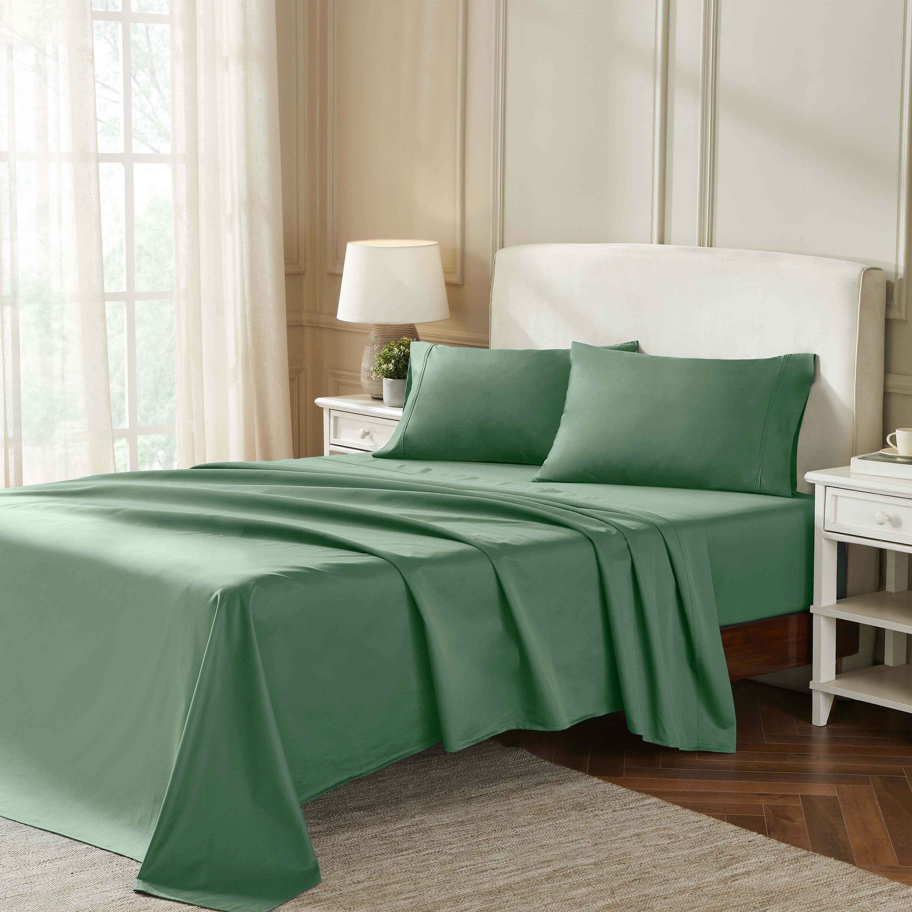 Egyptian Cotton 850 Thread Count Solid Deep Pocket Bed Sheet Set - Green