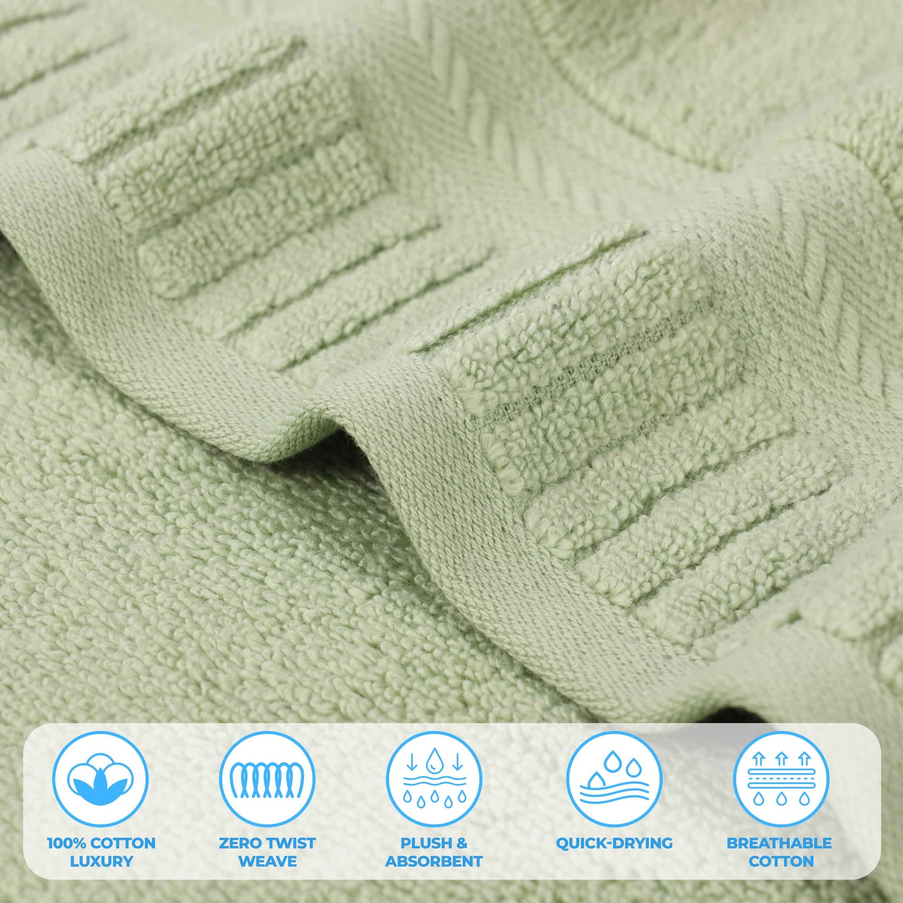 Venice Zero Twist Cotton Medium Weight Absorbent 8 Piece Towel Set