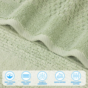 Playa Zero Twist Cotton Solid Waffle Textured Face Towels, Set of 12