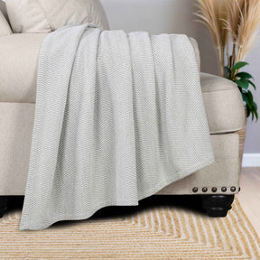 Maya Chenille Herringbone Soft Textured Medium Weight Cotton Blanket