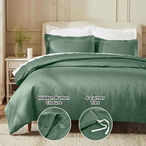 Egyptian Cotton 850 Thread Count Solid Luxury 3 Piece Duvet Cover Set - Green