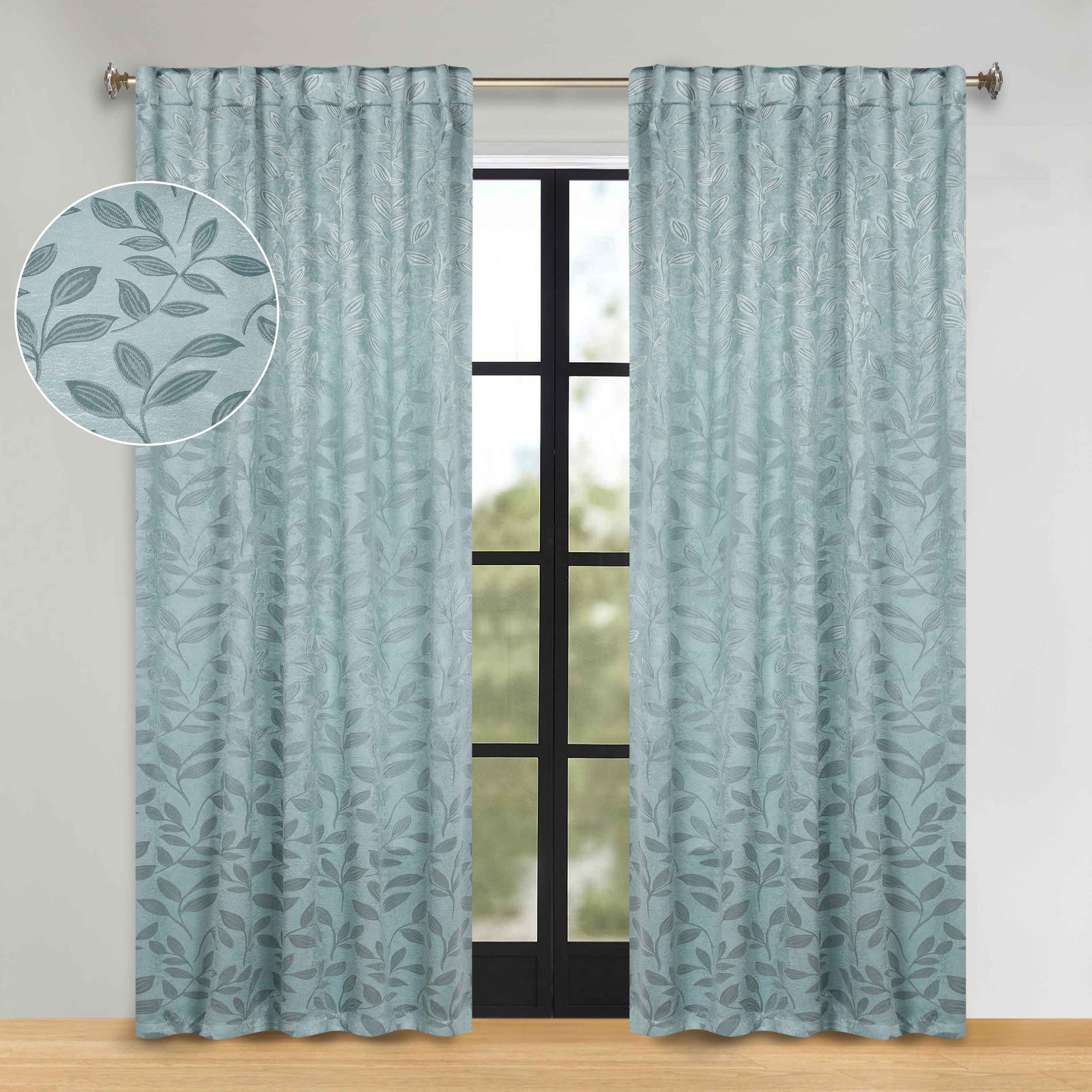 Leaves Room Darkening Back Tabs Blackout Curtain Panels, Set of 2 - Blackout Curtains by Superior