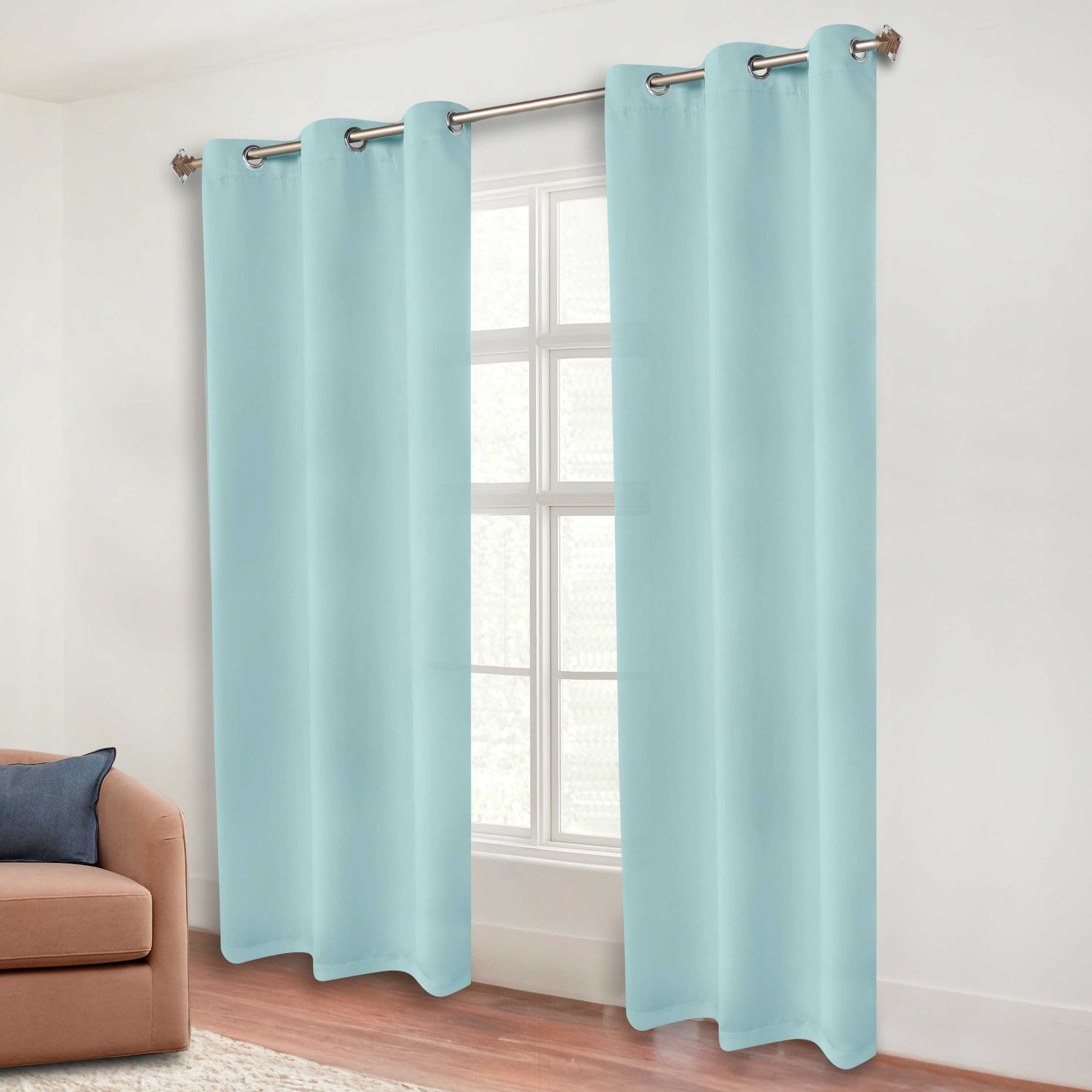 Classic Modern Solid Room Darkening Blackout Curtain Panels, Set of 2 - GreenLily