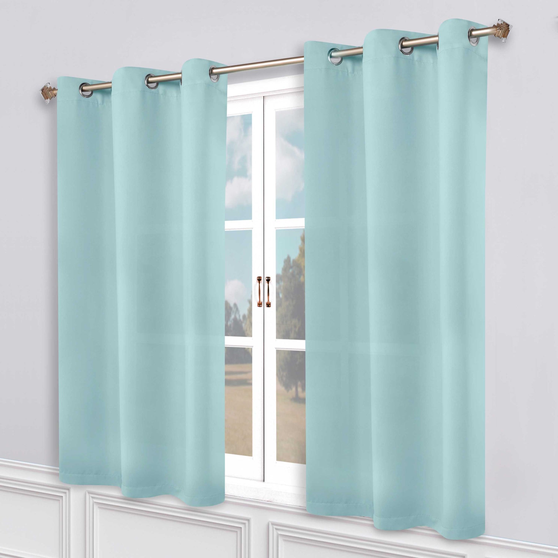 Classic Modern Solid Room Darkening Blackout Curtain Panels, Set of 2 - GreenLily