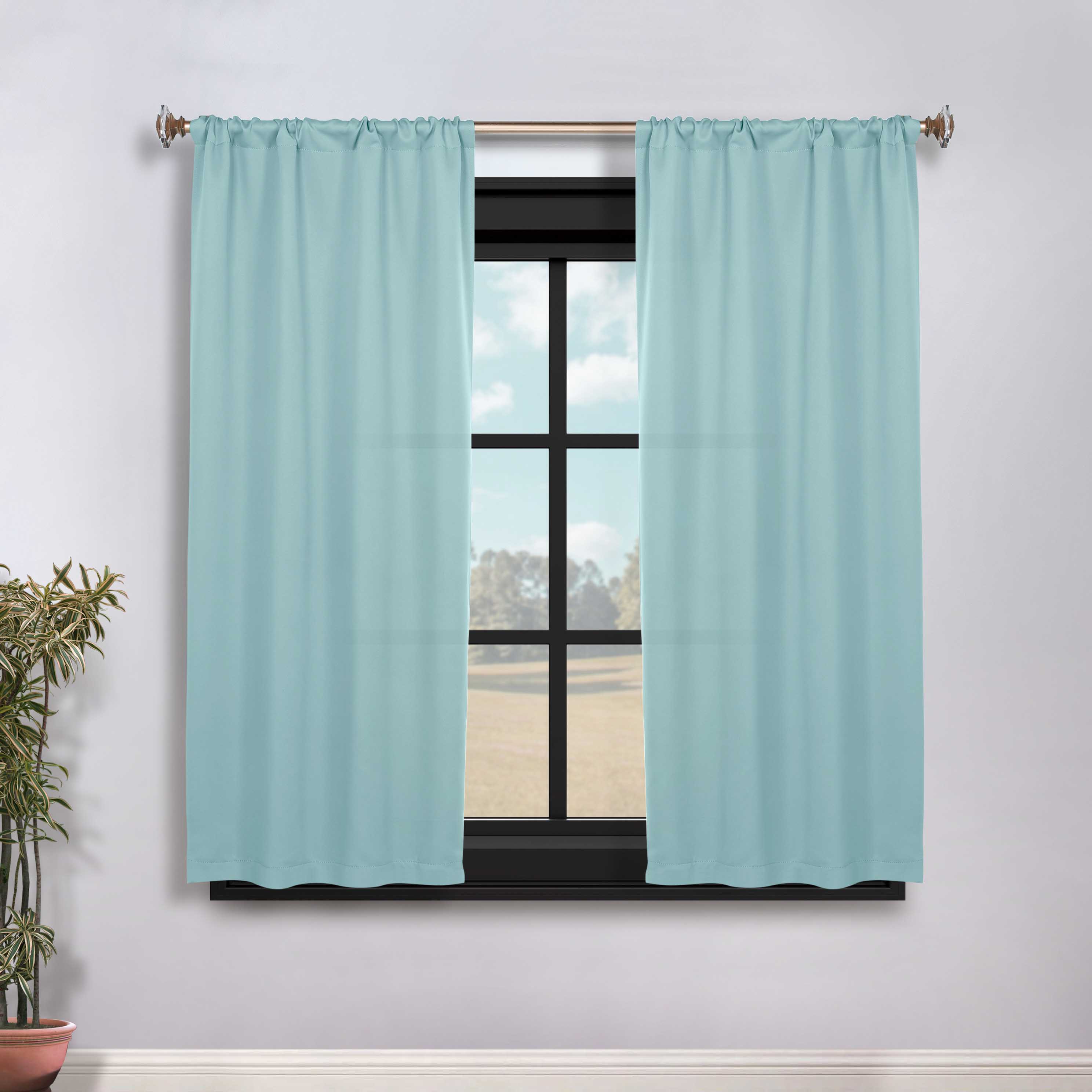 Solid Room Darkening Rod Pocket Blackout Curtain Panels, Set of 2 - Blackout Curtains by Superior