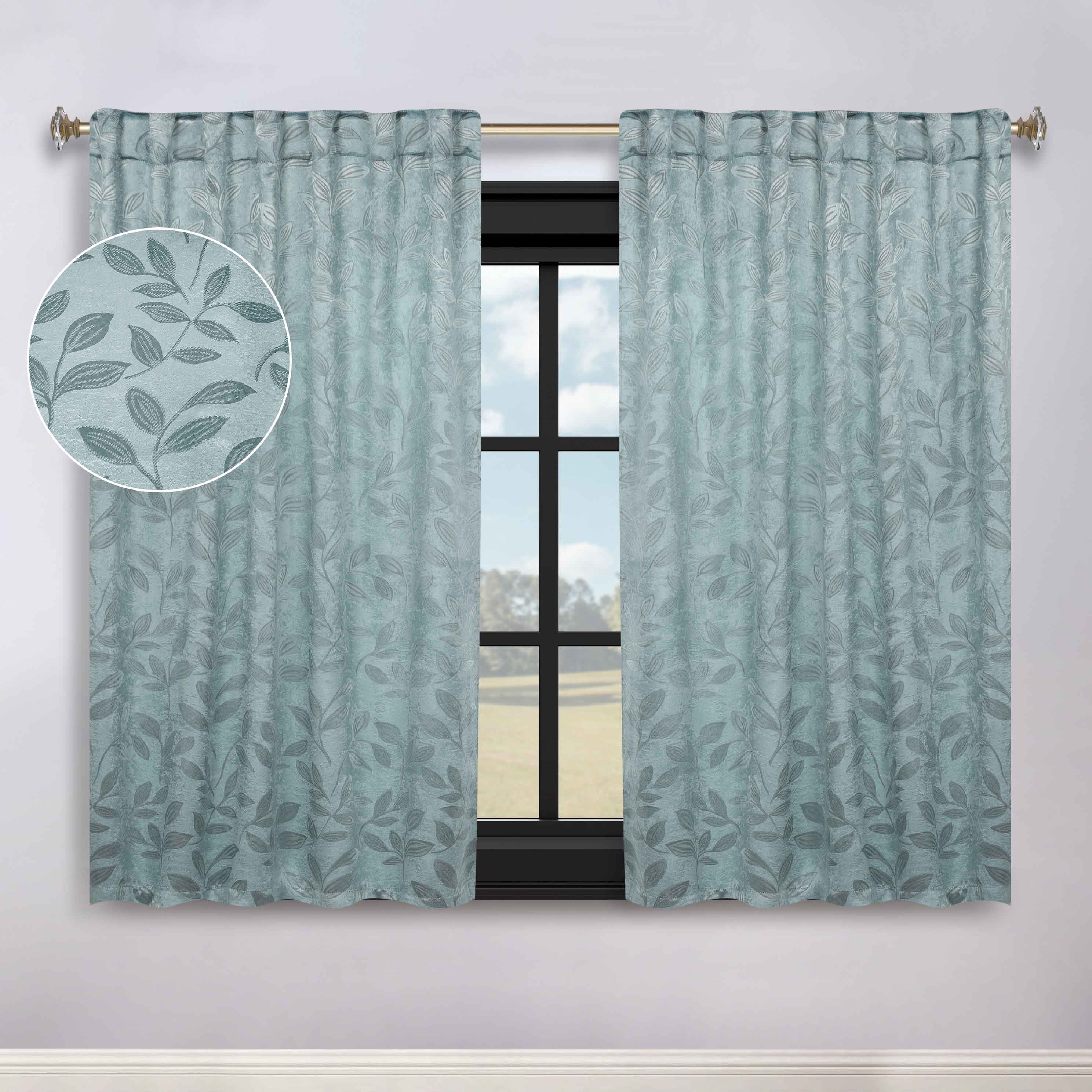 Leaves Room Darkening Back Tabs Blackout Curtain Panels, Set of 2 - Blackout Curtains by Superior