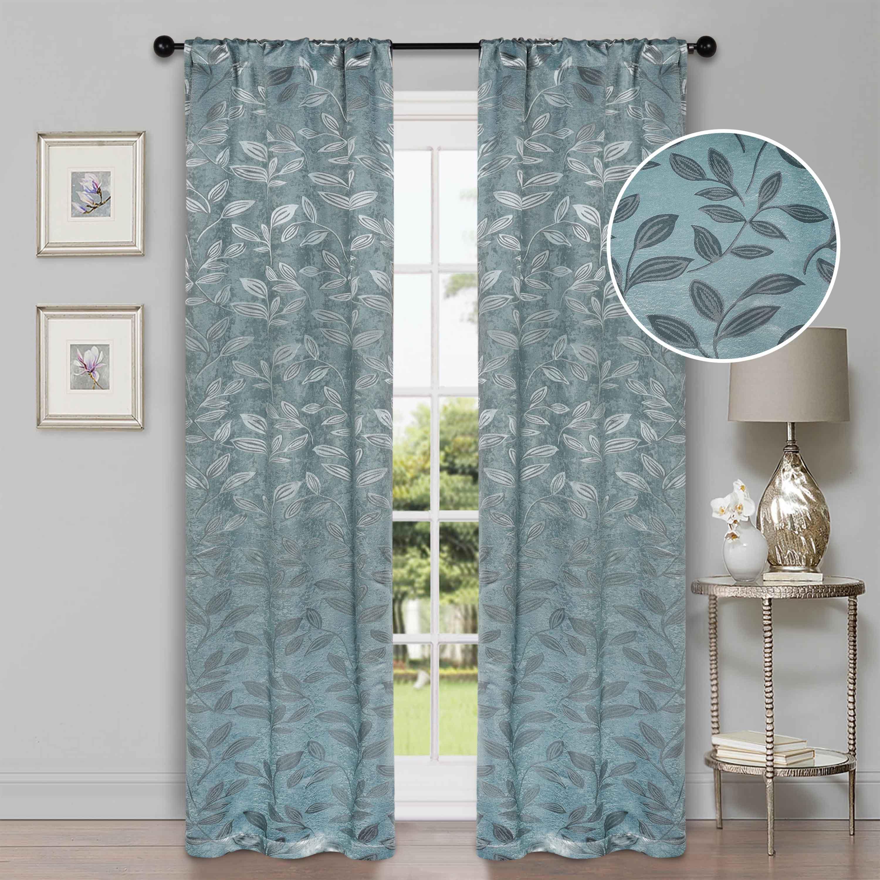 Leaves Machine Washable Room Darkening Blackout Curtains, Set of 2 - Blackout Curtains by Superior