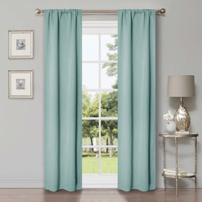 Solid Room Darkening Rod Pocket Blackout Curtain Panels, Set of 2 - GreenLily