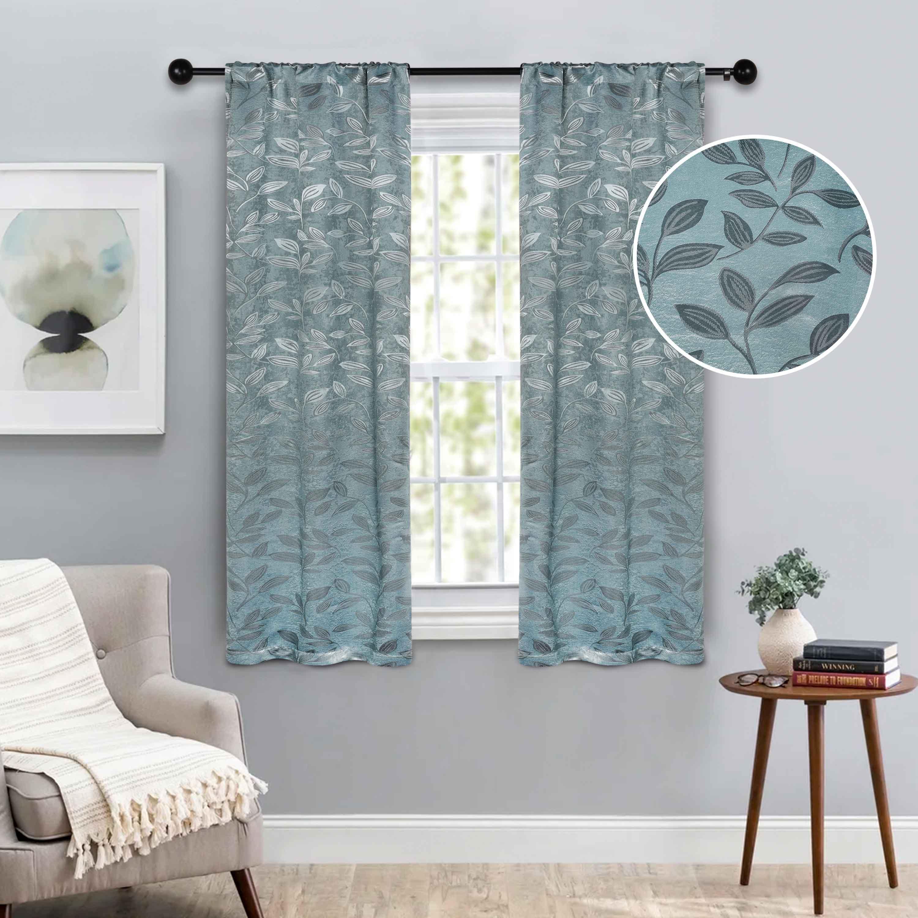 Leaves Machine Washable Room Darkening Blackout Curtains, Set of 2 - Blackout Curtains by Superior