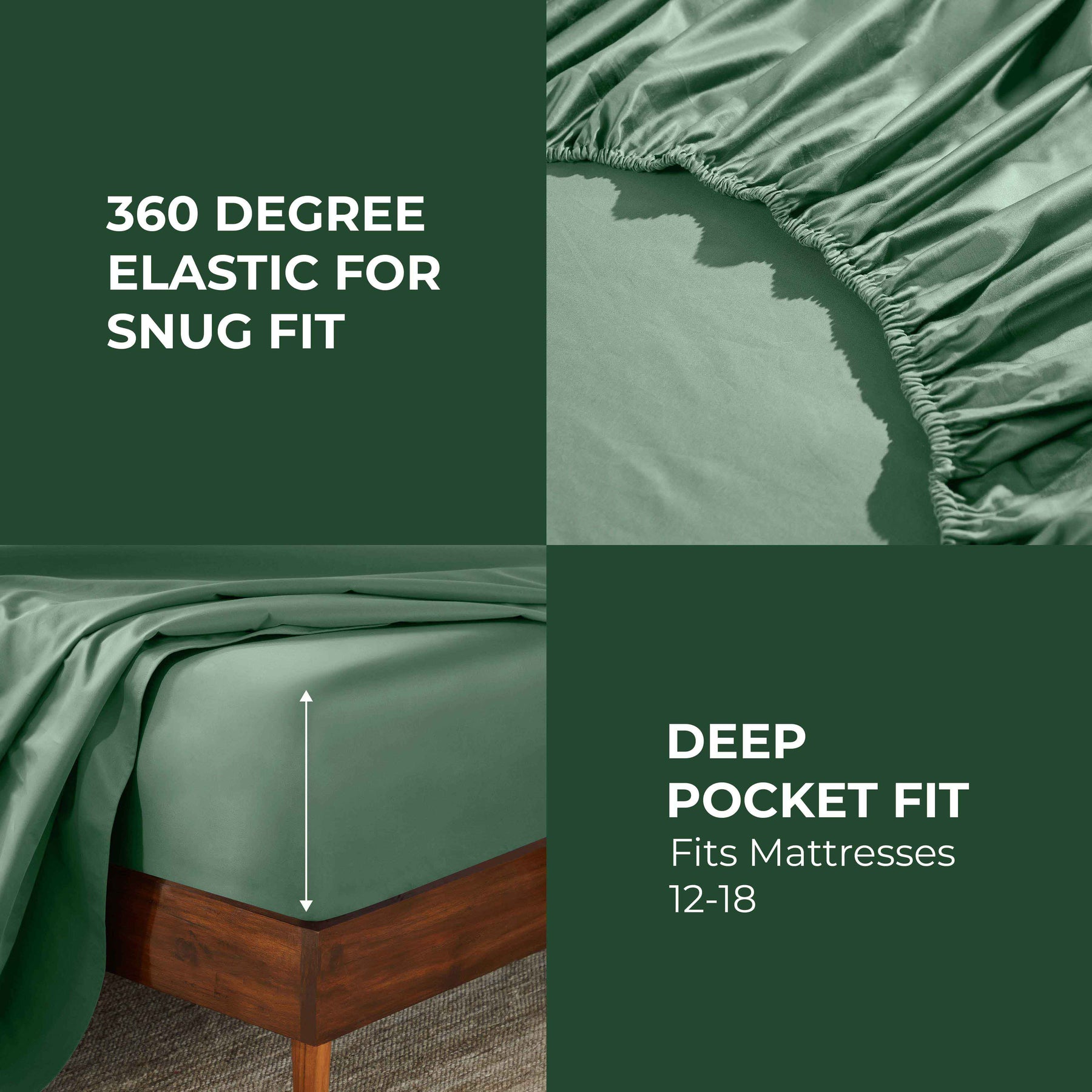 Egyptian Cotton 850 Thread Count Solid Deep Pocket Bed Sheet Set - Green