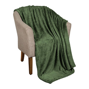 Alaska Diamond Fleece Plush Ultra-Soft Fluffy Blanket - Green