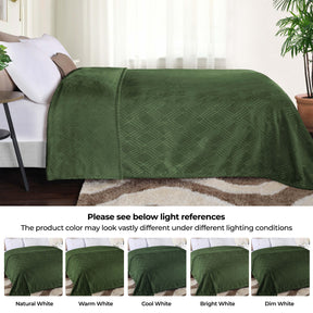 Alaska Diamond Fleece Plush Ultra-Soft Fluffy Blanket - Green