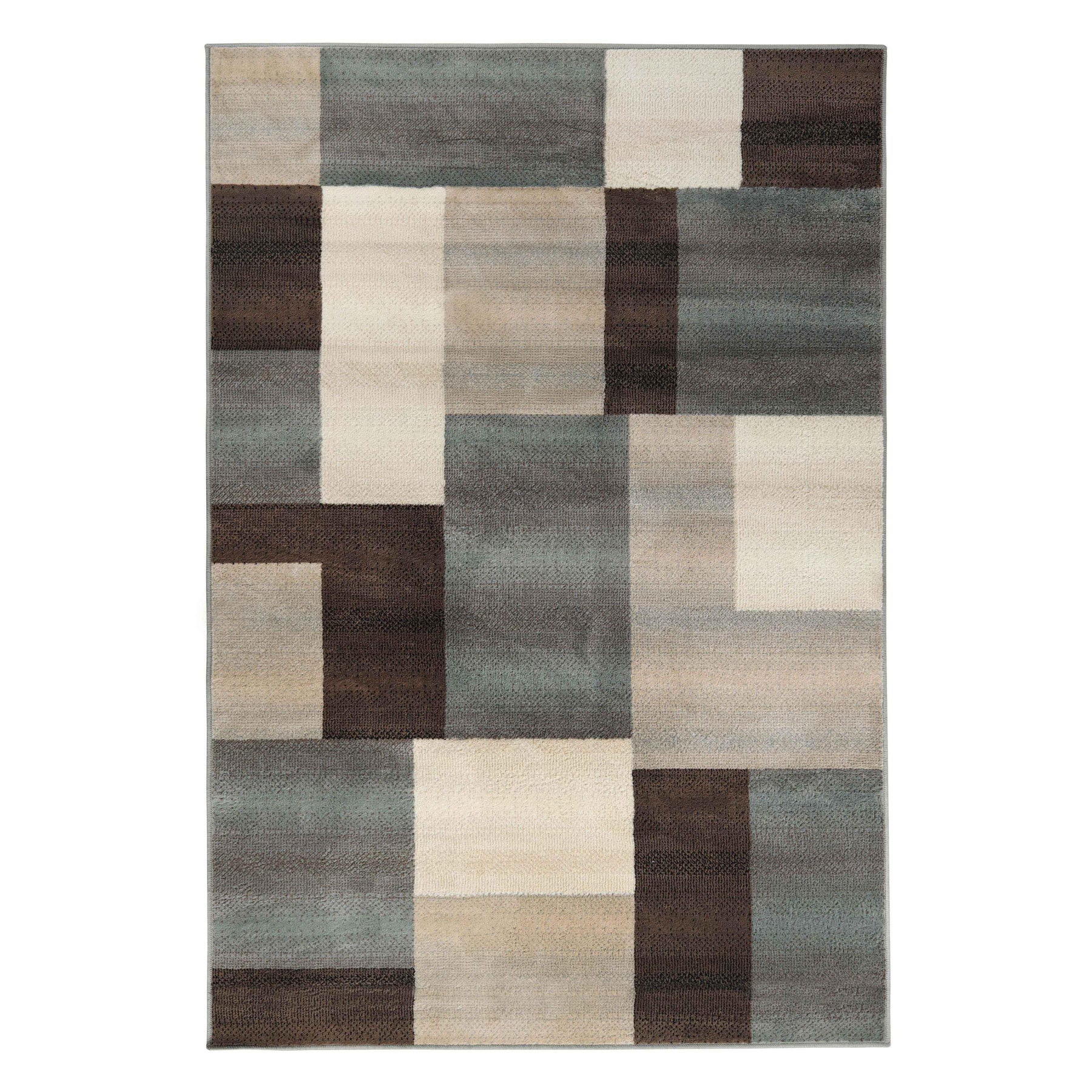 Clifton Geometric Color Block Plush Indoor Area Rug or Runner Rug - Gray