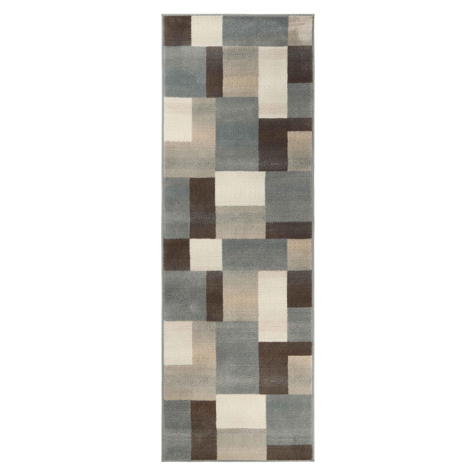 Clifton Geometric Color Block Plush Indoor Area Rug or Runner Rug - Gray