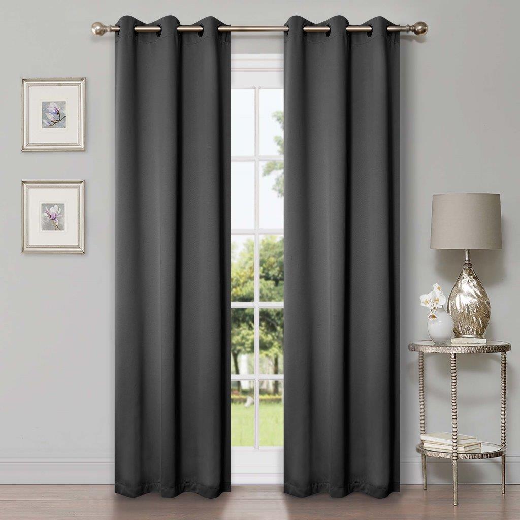 Solid Machine Washable Room Darkening Blackout Curtain 42 Inches - Gray