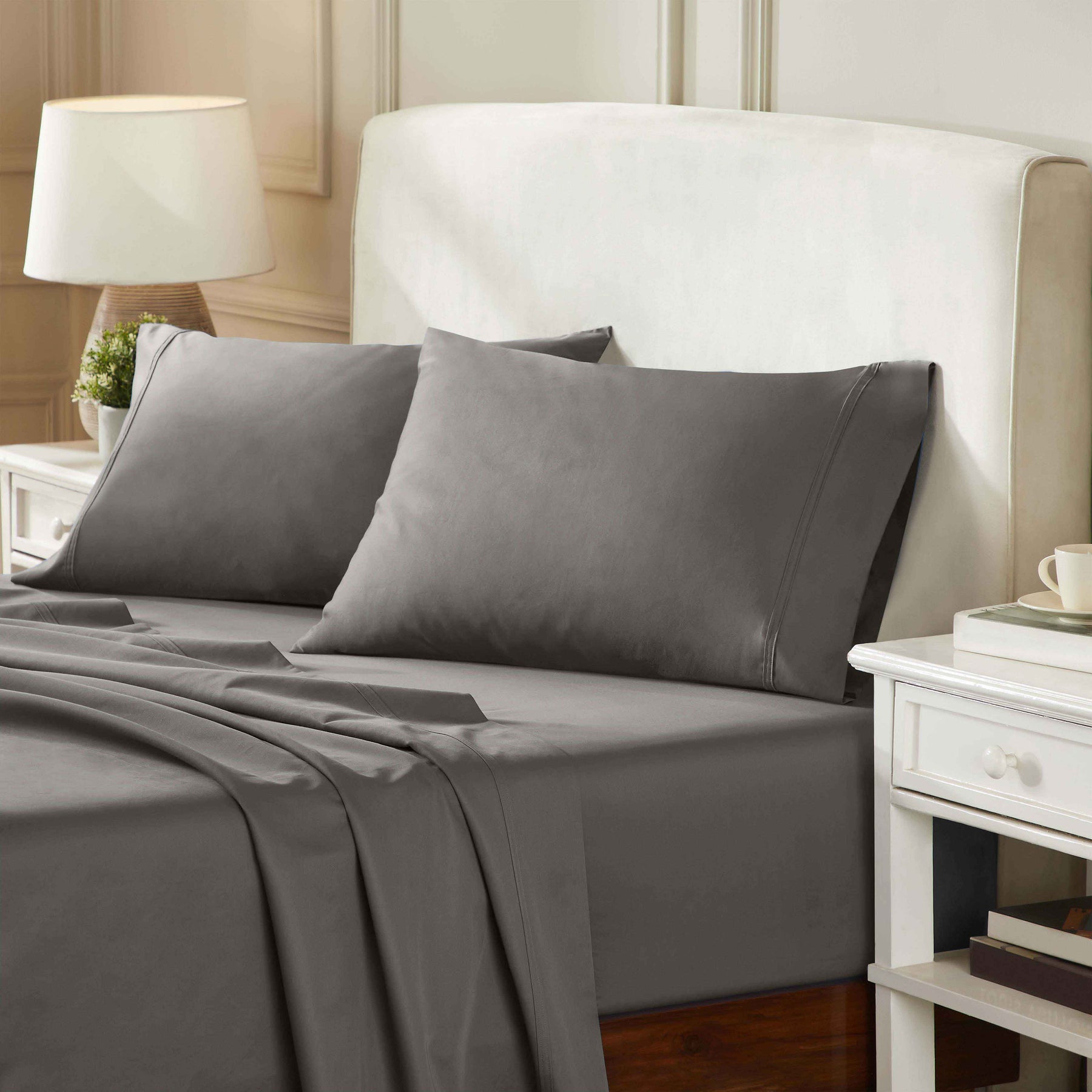 Egyptian Cotton 850 Thread Count Solid Deep Pocket Bed Sheet Set - Gray