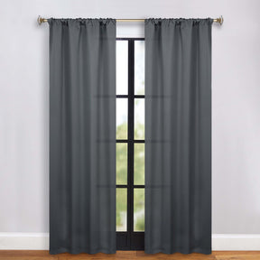 Solid Room Darkening Rod Pocket Blackout Curtain Panels, Set of 2 - Gray