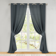 Classic Modern Solid Room Darkening Blackout Curtain Panels, Set of 2 - Gray