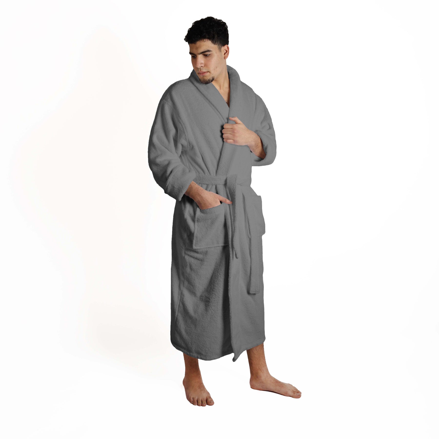 Classic Men's Bath Robe Turkish Cotton Bathrobe with Adjustable Belt