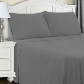 Cotton Flannel Trellis Traditional Solid Deep Pocket Bed Sheet Set - Gray