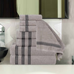 Brea Zero Twist Cotton Ribbed Geometric Border 8 Piece Towel Set - Towel Set by Superior