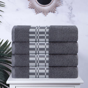 Larissa Cotton Geometric Border Bath Towel Set of 4