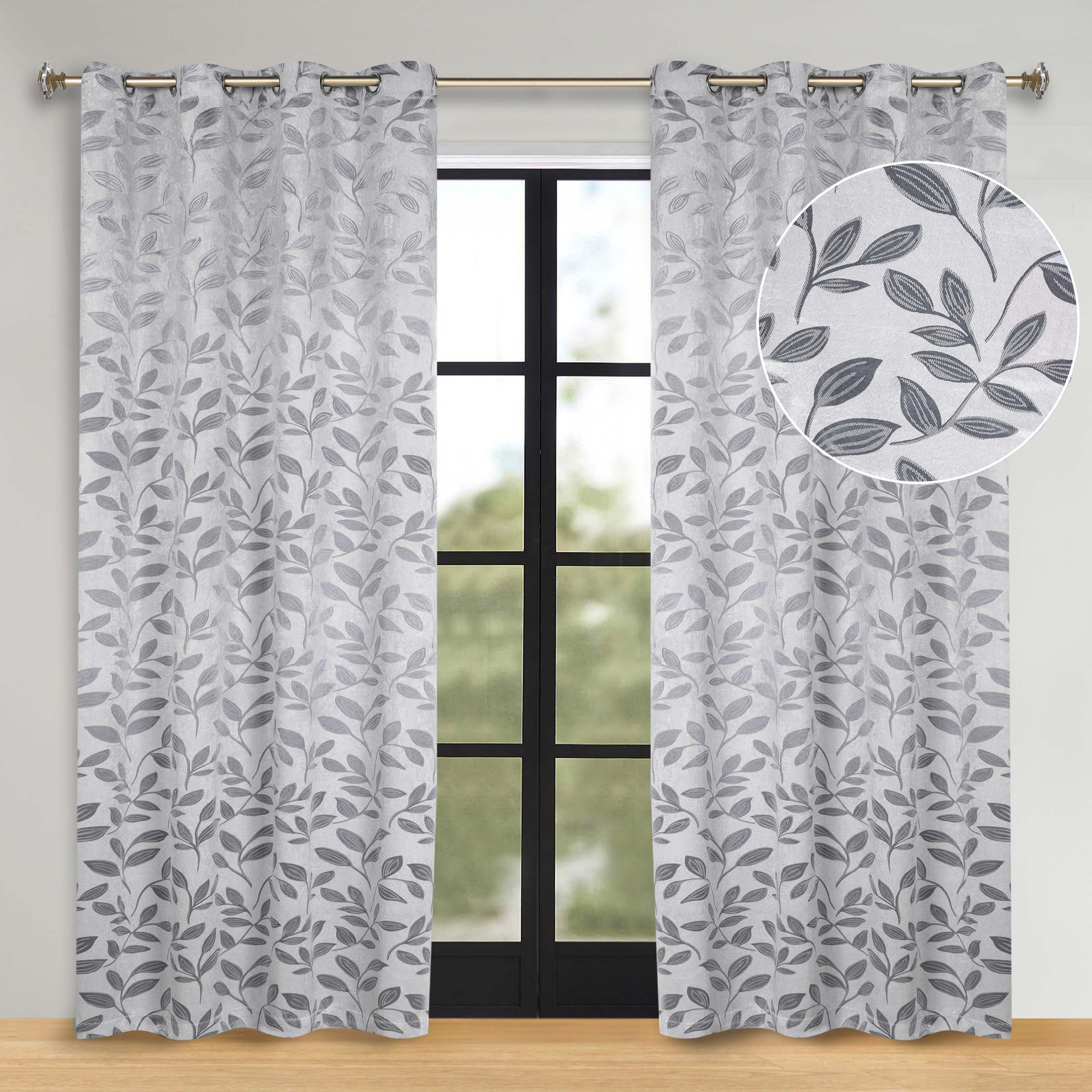 Leaves Room Darkening Washable Blackout Curtain Panels, Set of 2 - Blackout Curtains by Superior