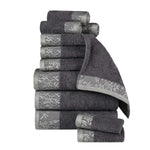 Wisteria Cotton Medium Weight Floral Jacquard 12 Piece Towel Set - Towel Set by Superior