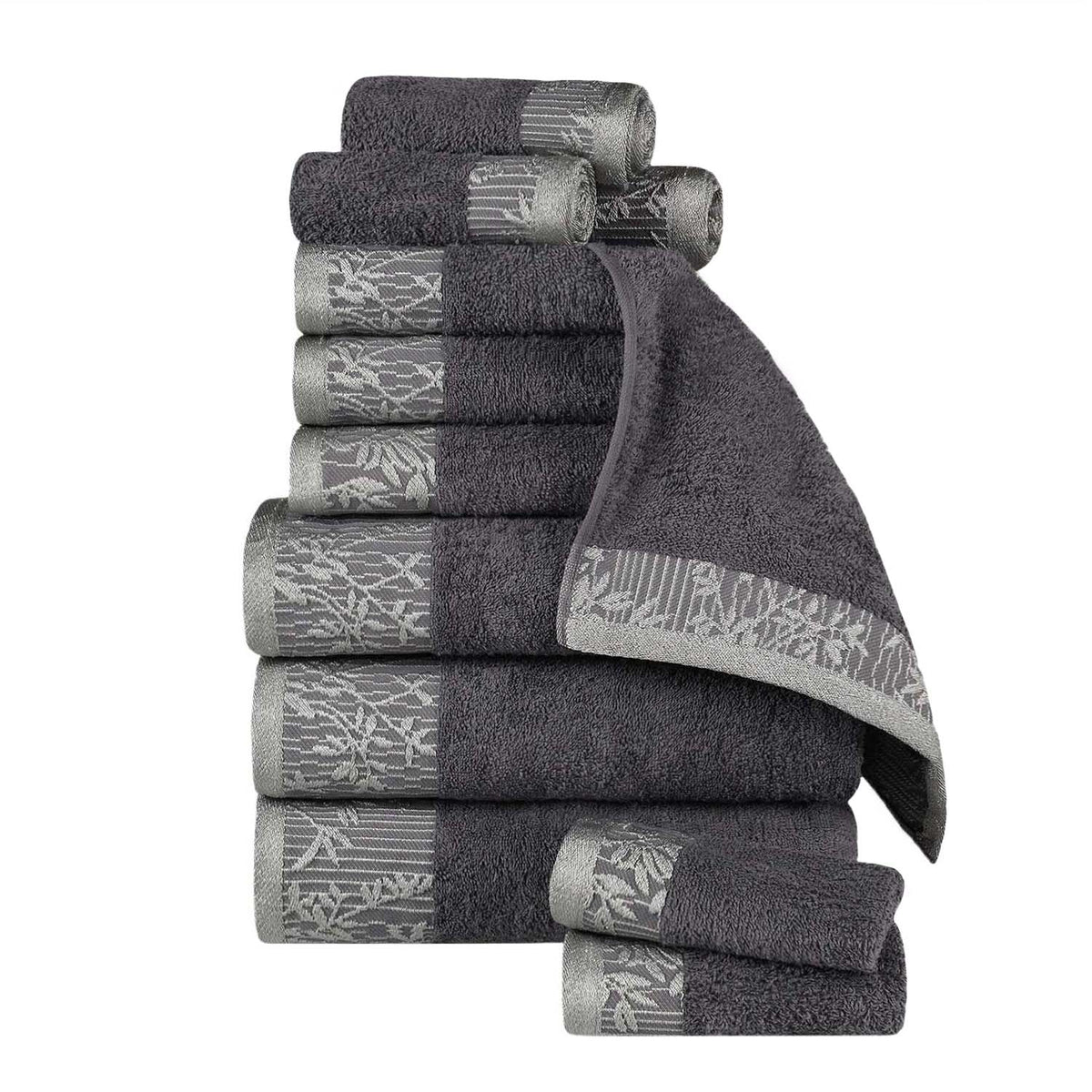 Wisteria Cotton Medium Weight Floral Jacquard 12 Piece Towel Set