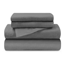 Cotton Flannel Trellis Traditional Solid Deep Pocket Bed Sheet Set - Gray