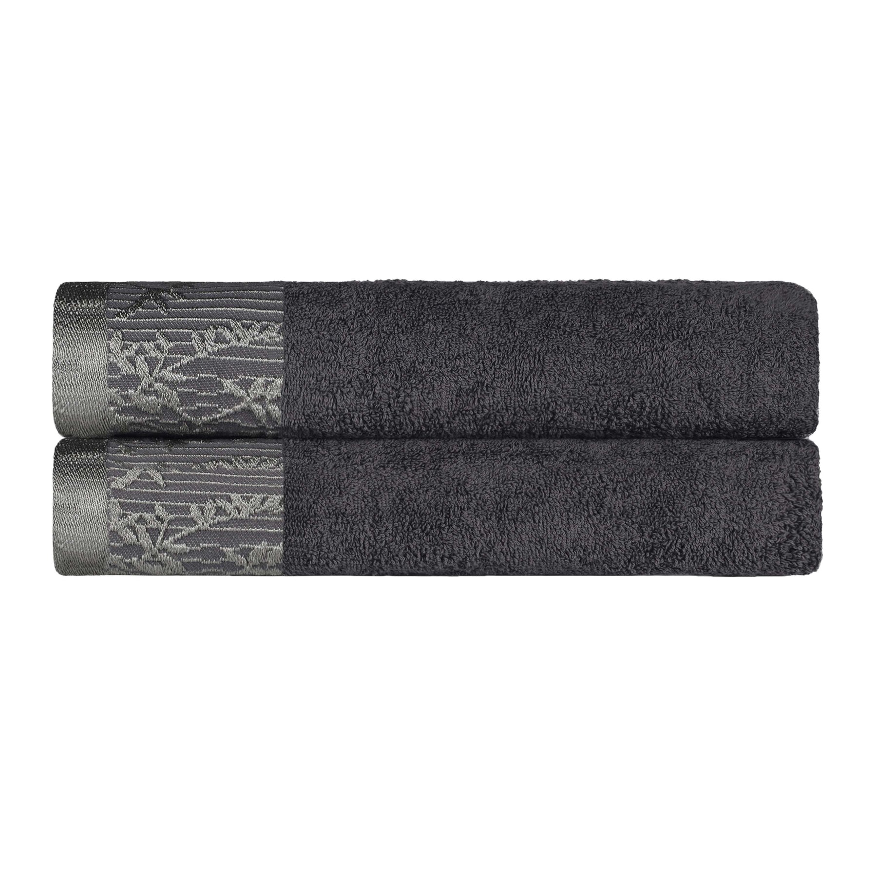 Wisteria Cotton Medium Weight Floral Jacquard Bath Towels, Set of 2