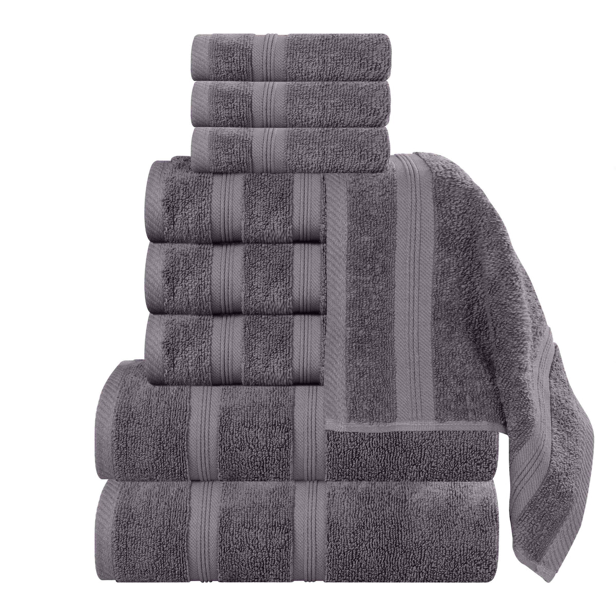 Smart Dry Zero Twist Cotton Medium Weight 9 Piece Assorted Towel Set