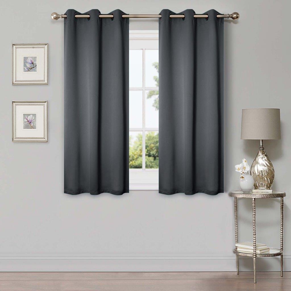 Solid Machine Washable Room Darkening Blackout Curtain 42 Inches - Gray