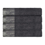 Wisteria Cotton Medium Weight Floral Jacquard Bath Towels, Set of 4 - Bath Towel by Superior