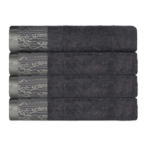 Wisteria Cotton Medium Weight Floral Jacquard Bath Towels, Set of 4