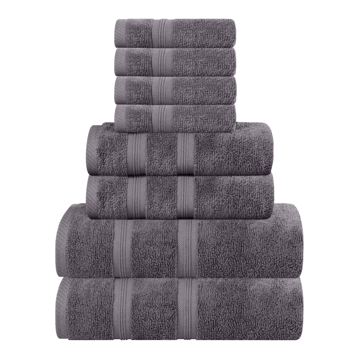 Smart Dry Zero Twist Cotton Medium Weight 8 Piece Assorted Towel Set