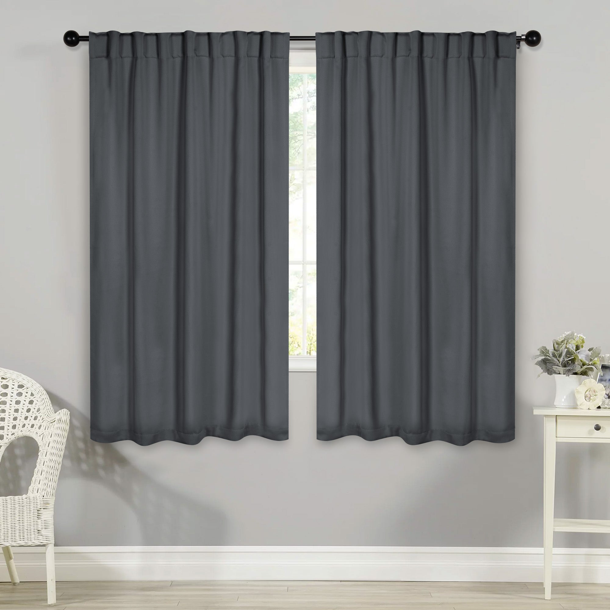 Solid Room Darkening Blackout Curtain Panels, Back Tabs, Set of 2 - Blackout Curtains by Superior