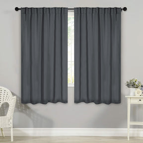 Solid Room Darkening Blackout Curtain Panels, Back Tabs, Set of 2 - Gray