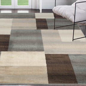 Clifton Geometric Color Block Plush Indoor Area Rug or Runner Rug - Gray