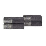 Wisteria Cotton Medium Weight Floral Jacquard Hand Towels, Set of 4 - Hand Towel Set by Superior