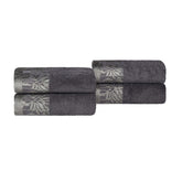 Wisteria Cotton Medium Weight Floral Jacquard Hand Towels, Set of 4