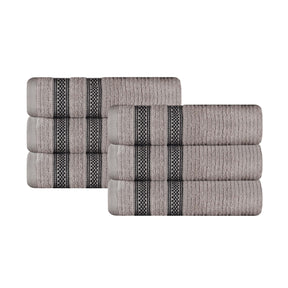 Brea Zero Twist Cotton Ribbed Modern Geometric Hand Towel Set of 6