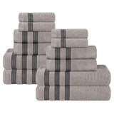 Brea Zero Twist Cotton Ribbed Geometric Border 12 Piece Towel Set - Towel Set by Superior