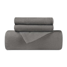 Cotton Flannel Solid Duvet Cover Set with Button Closure - Gray