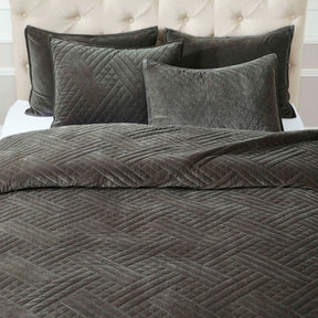 Karina Cotton Velvet Lightweight Geometric Quilt and Pillow Sham Set