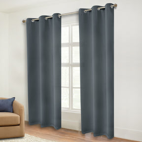 Classic Modern Solid Room Darkening Blackout Curtain Panels, Set of 2 - Gray