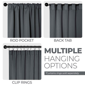 Solid Room Darkening Blackout Curtain Panels, Back Tabs, Set of 2 - Gray