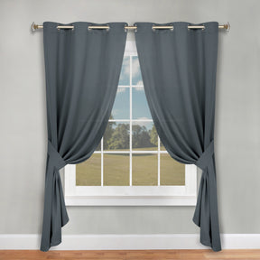 Classic Modern Solid Room Darkening Blackout Curtain Panels, Set of 2 - Gray