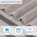 Brea Zero Twist Cotton Ribbed Geometric Border 12 Piece Towel Set - Towel Set by Superior