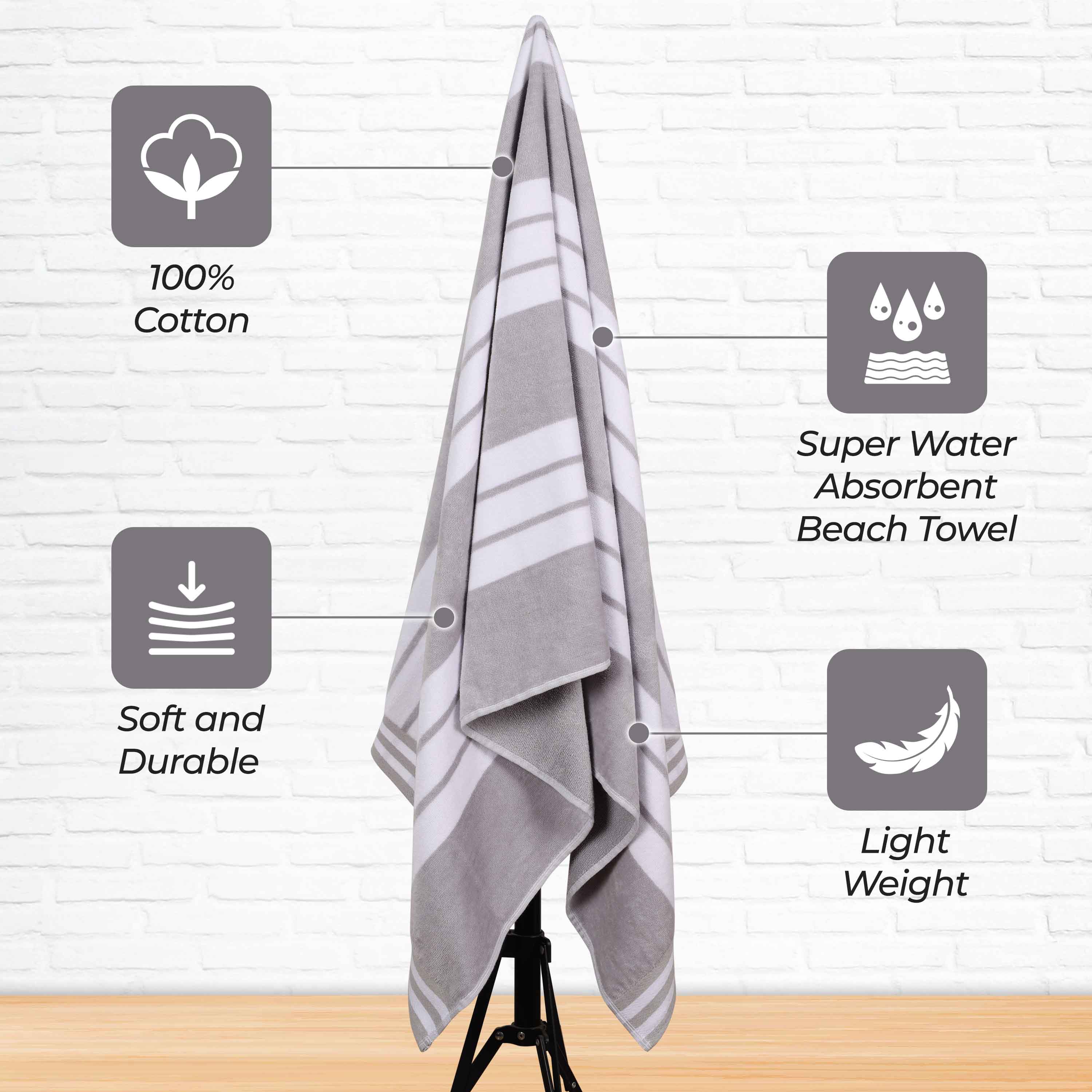 Striped Extra Large Oversized Absorbent Quick Dry Cotton Beach Towel - Beach Towel by Superior